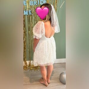 Lulu's White Mini Dress with Puff Sleeves